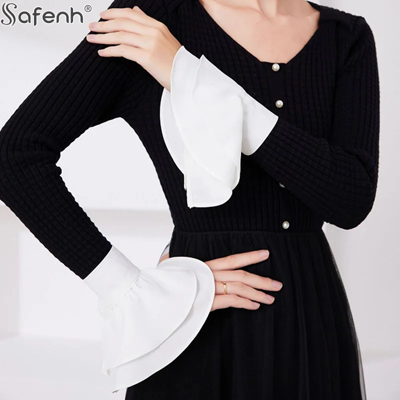 

1/2 шт., искусственные прочные шифоновые манжеты, манжеты на запястьях с цветком невесты, двухслойные гофрированные рукава для женщин, улучшение гардероба