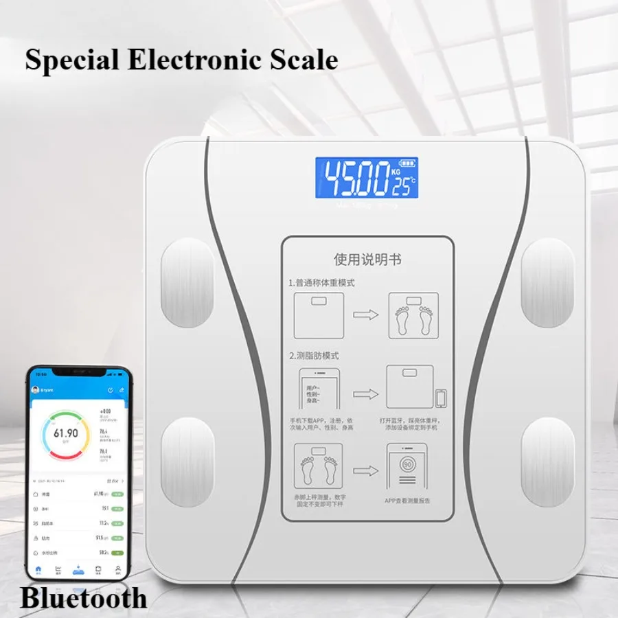 Body Fat Scale Smart Wireless Digital Bathroom Weight Scale Body Composition Analyzer with Smartphone App Bluetooth-compatible