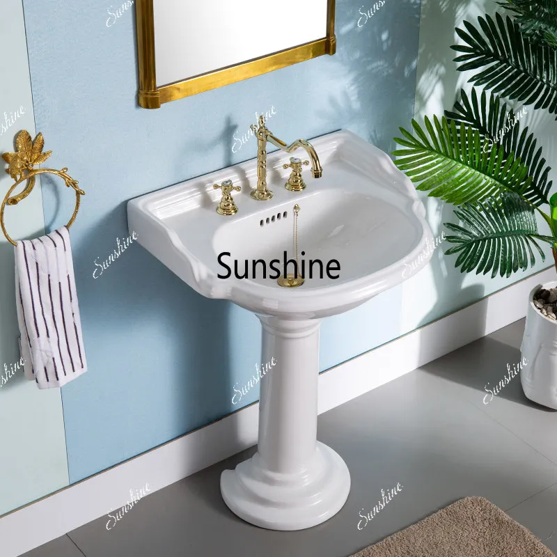 Retro, high-end circular arc ceramic wash basin big family