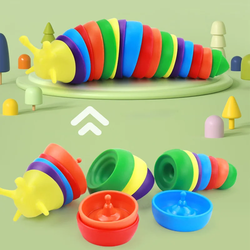 Decompression 3D Articulated Fidget Slug Slug Desktop Toys Relief Anti-Anxiety Sensory Relaxing Flexible Stim Toy for Toddler