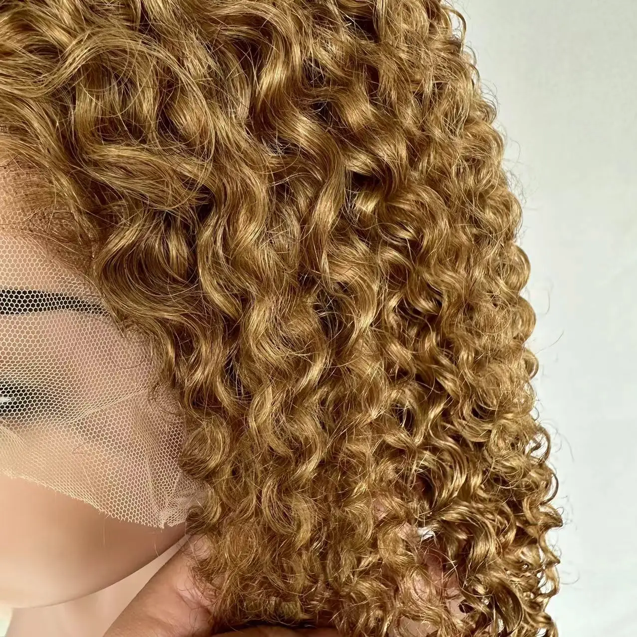 MDL Remy Human Hair 13x4 HD Lace Front Frontal Short Jerry Curly Curl Bob Wig for Women Pre Pulcked Light Brown 27# Glueless