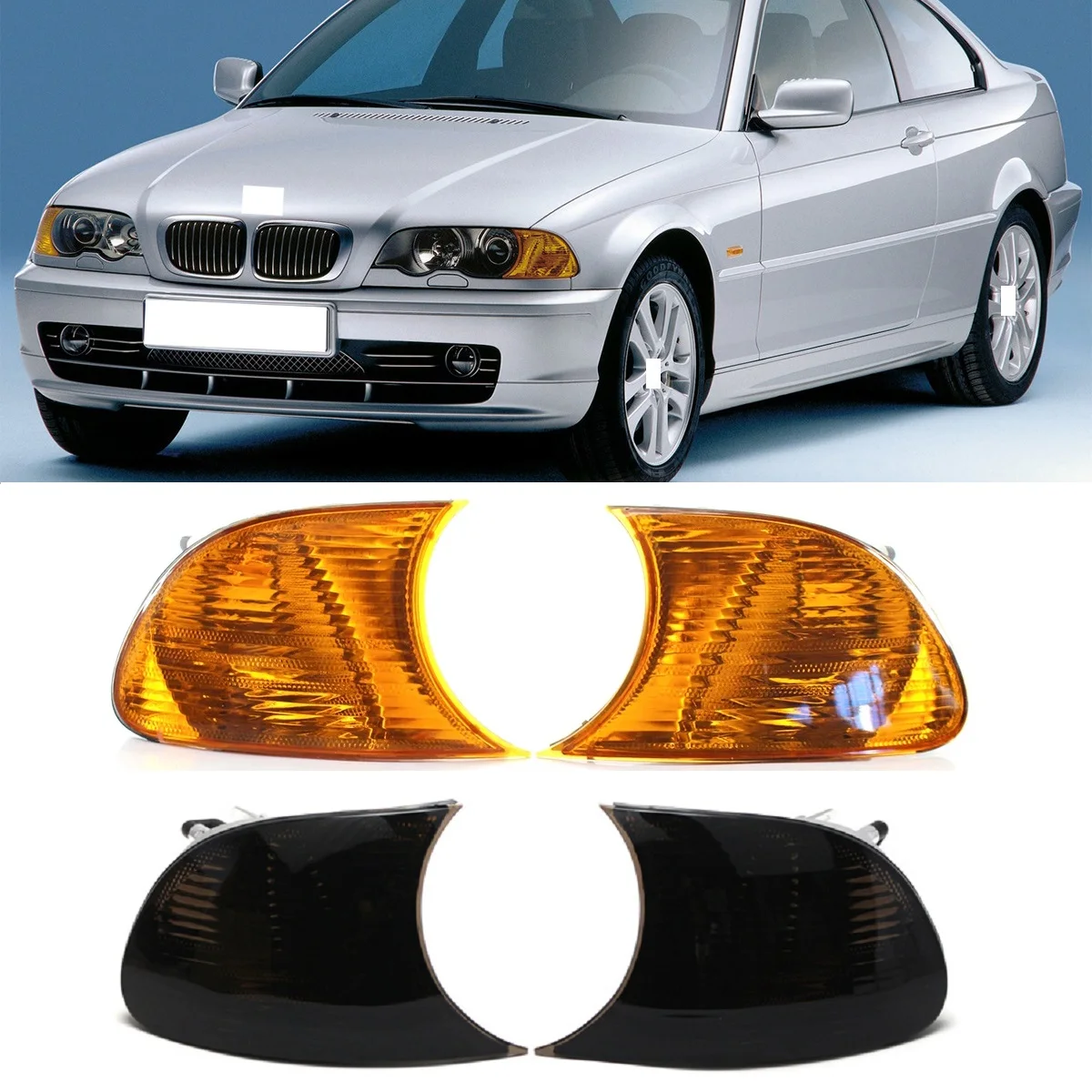 Links Rechts Blinker Seitenblinker Eckleuchte Nebelscheinwerfer für BMW E46 2-Türer 1998 - 2001 63126904299 63126904300
