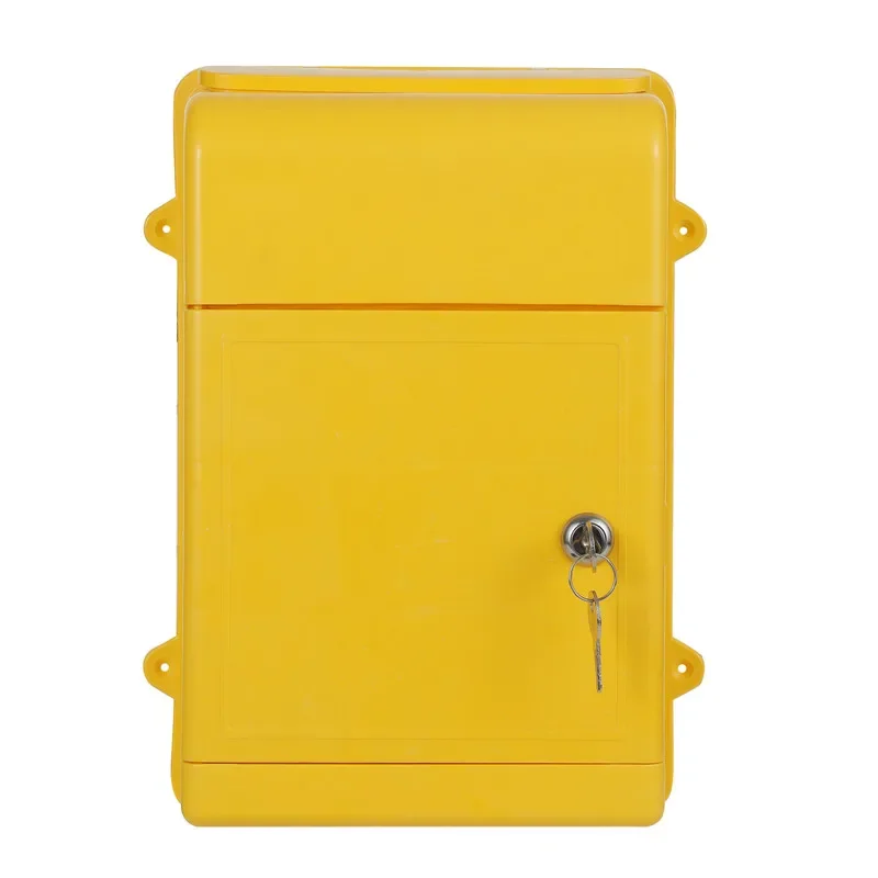 

Yellow New Plastic Letter Box Outdoor Wall Hanging with Lock No Back Mailbox Newspaper Delivery Box Can Be Customized