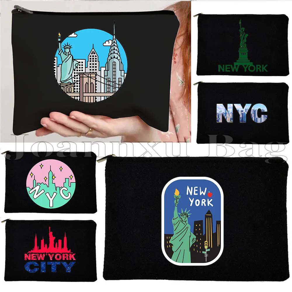 

Vintage NYC Love New York City Statue of Liberty USA America Sunset Skyline Canvas Cosmetic Makeup Toilet Bag Pencil Case Pouch