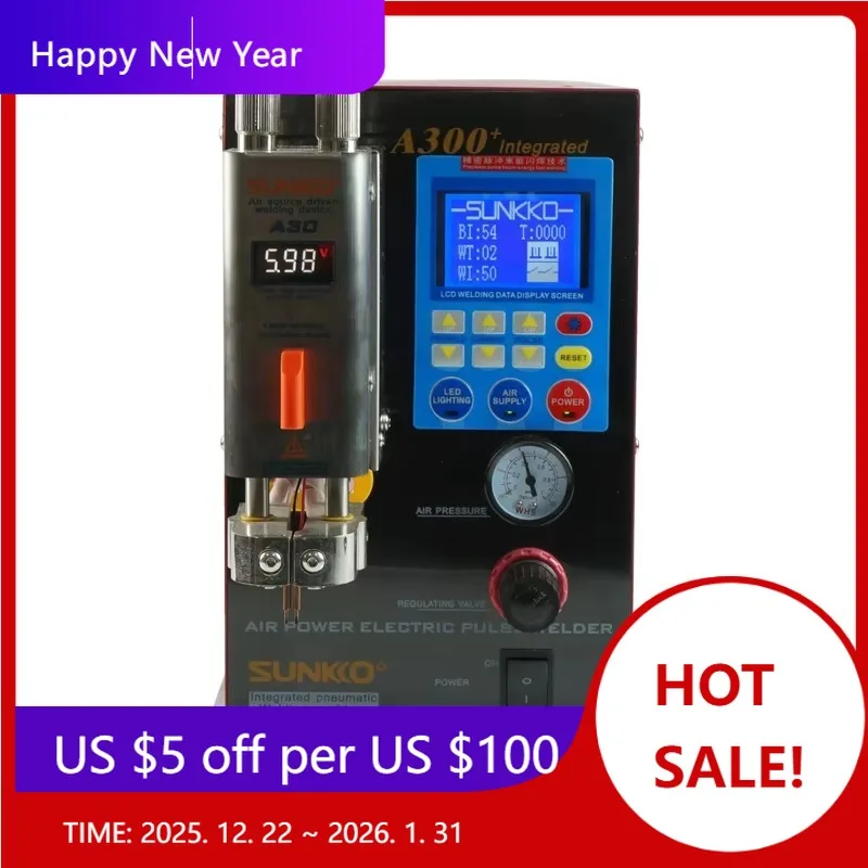 

Factory Sunkko A300+ Pneumatic Pressing Spot Welder Industrial Grade 7.5KW For Lithium Battery Pack