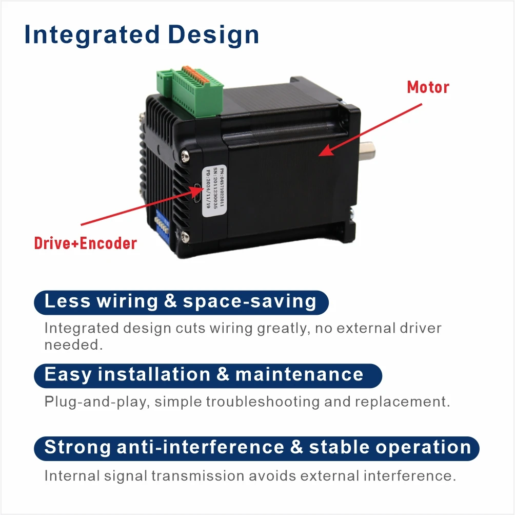 High Torque 86mm NEMA 34 Integrated Stepper Motor RS-485 Communication 12.5Nm 18-80VAC / 24-110VDC for Industrial Automation
