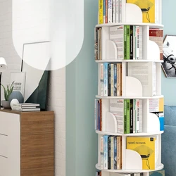 Children's rotating bookshelf simple floor-to-ceiling small bookcase living room home student 360 degree storage shelf