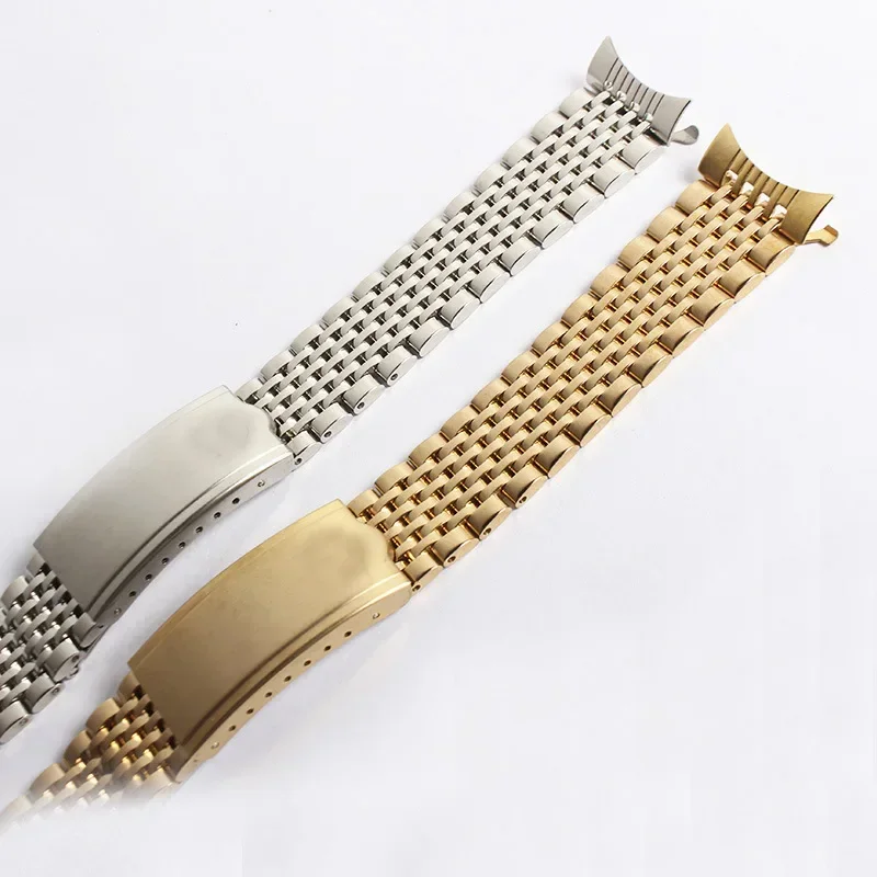 Curved end Watch Band 18mm 19mm 20mm Bead of Rice Stainless Steel Watch Strap For Omega 007 Seamaster Bracelet watch accessories