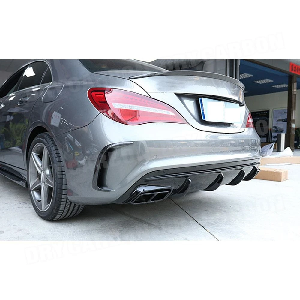 Rear Lip Diffuser With Exhaust Tips For Benz CLA Class W117 CLA260 CLA45 2013-2018 PP Material Bumper Plate Accessories Trims