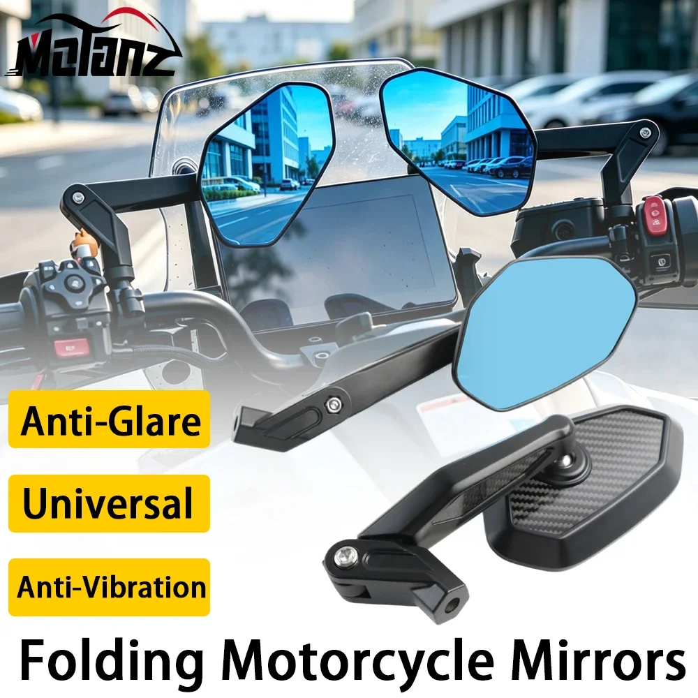 Universal M8 M10 Folding Motorcycle Mirror Anti-Glare Anti-Vibration For Suzuki Yamaha BMW GS DR650 XT Enduro ADV OEM Style