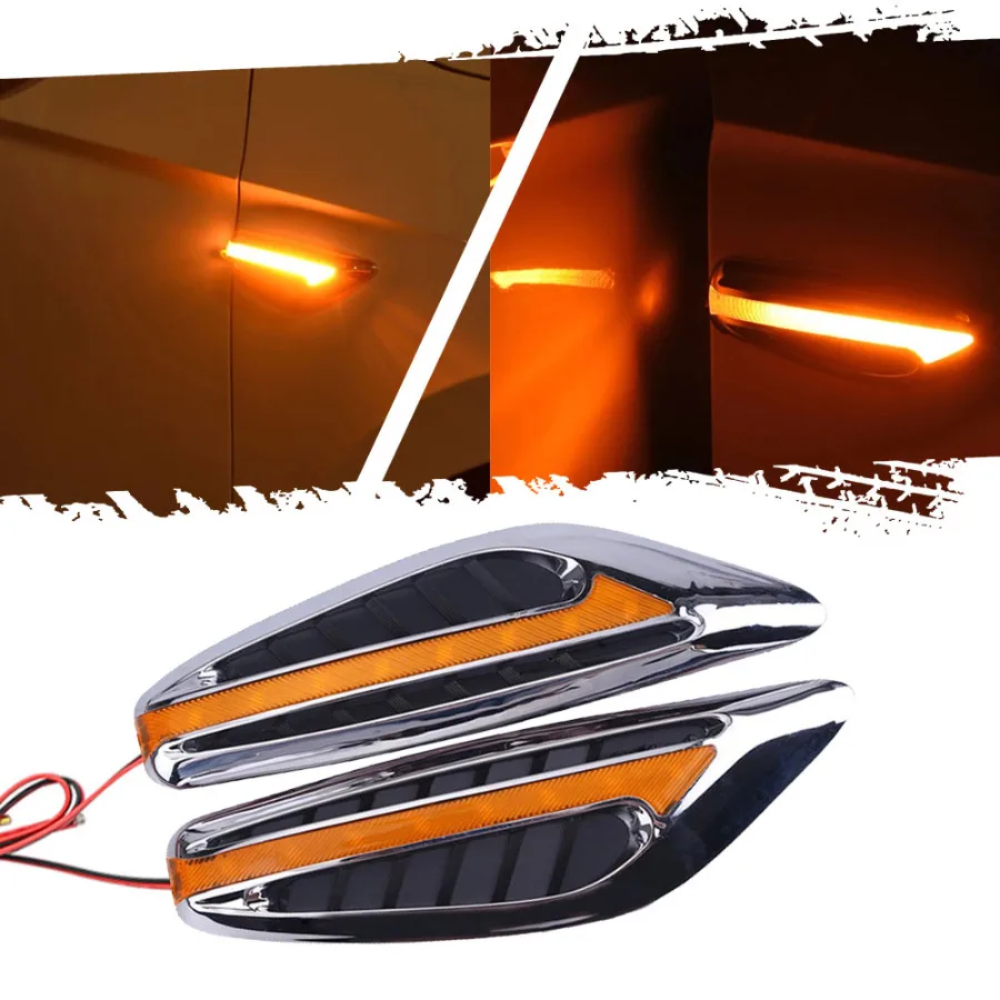 

Car Side Fender Vent Cover Fender Decoration Light LED Turn Signal Lights For Car 12V Side Lights Marker Lamp Bulb Fender Cover