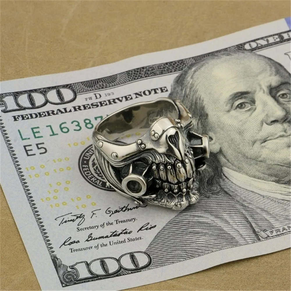Simple Fashion Trend Rock Retro Mechanical Punk Max Undead Mask Men\'s Ring Party Street Niche Gift