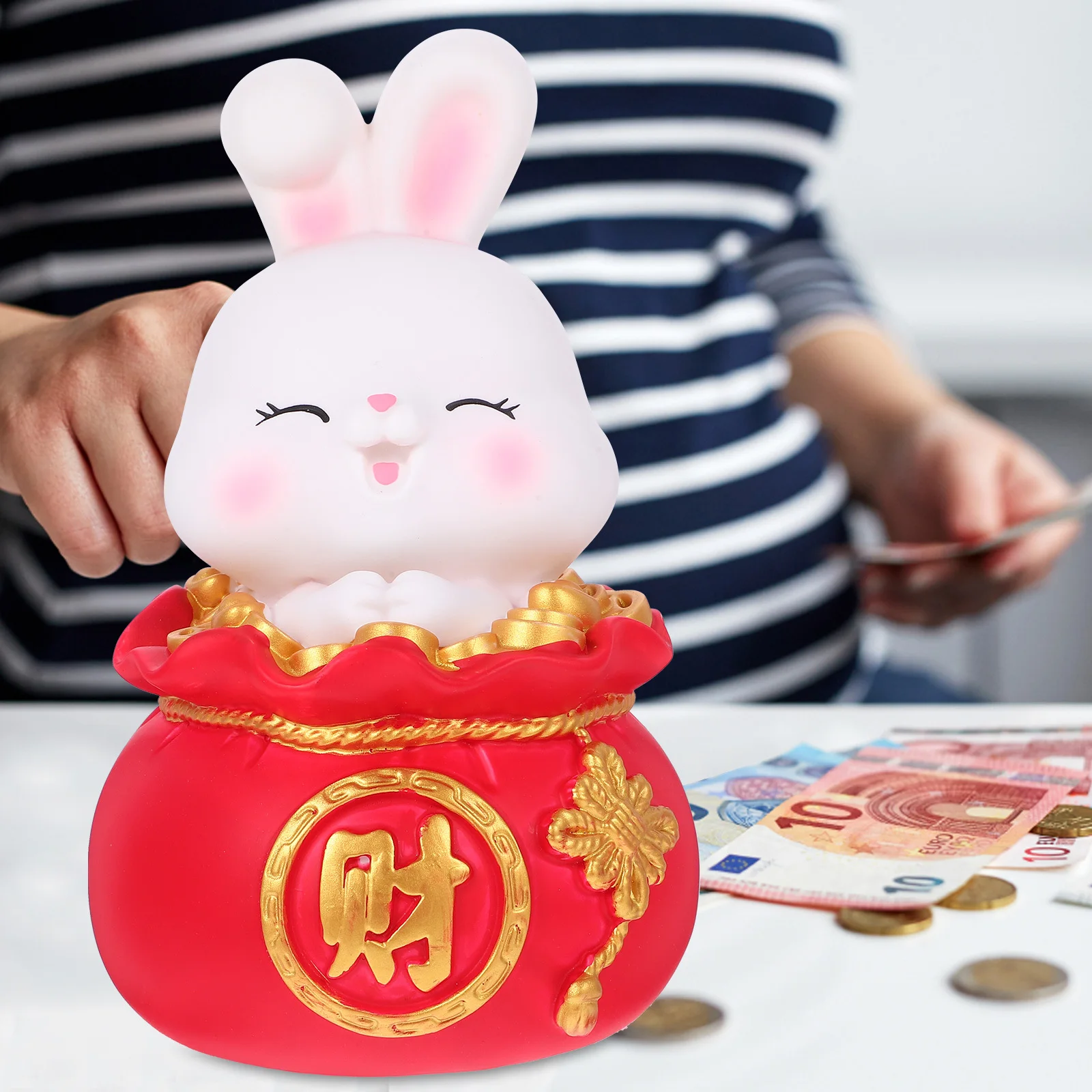كبير الفينيل الأرنب عملة البنك أرنب شكل الكرتون سطح المكتب حصالة على شكل حيوان عملة توفير جرة الاطفال حصالة حصالة البنوك أصبع للفتيات #4