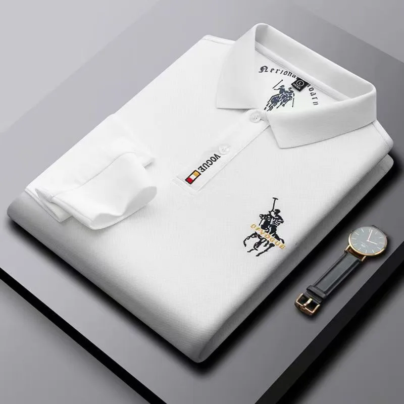 

2025Autumn New Luxury High-end Men's Long Sleeved T-shirt Embroidered Collar Polo Shirt Thin Top Men's Plus Size M-4xl