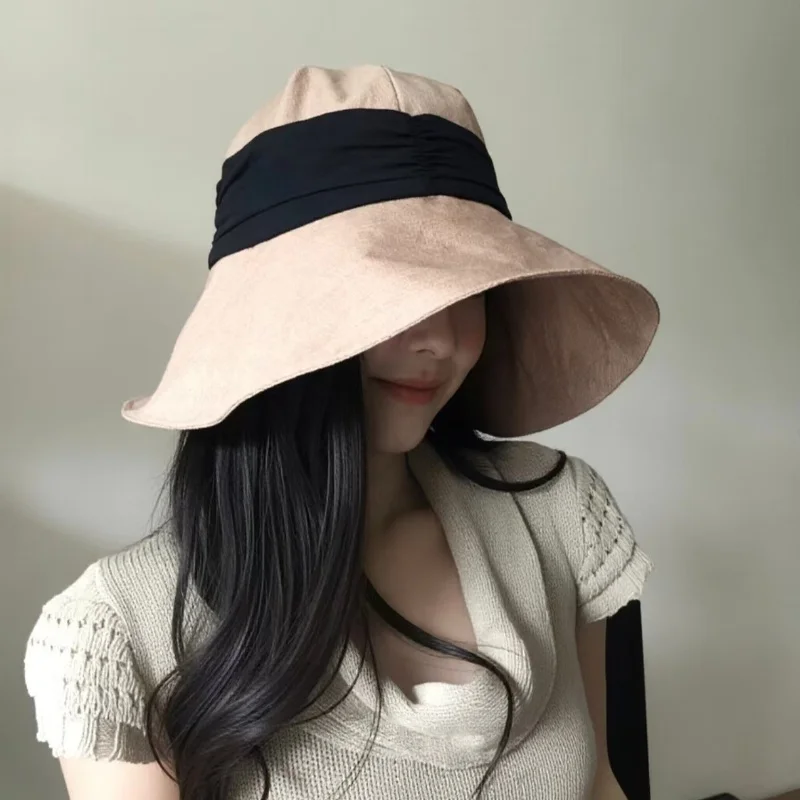 

Versatile Large Brim Foldable Cotton Linen Fisherman Hat Summer Outdoor Travel Sun Protection for Women