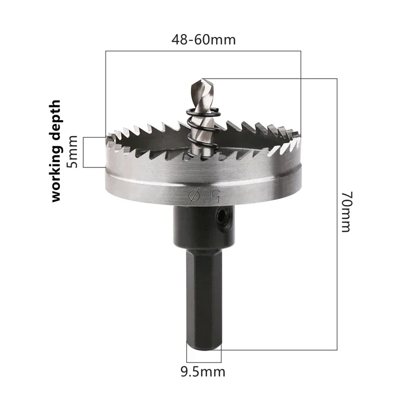 Piła otworowa Versery 12-60 mm HSS-4341 z chwytem sześciokątnym Zestaw wierteł ze stali szybkotnącej do cienkiego metalu Stal nierdzewna Plastik PVC