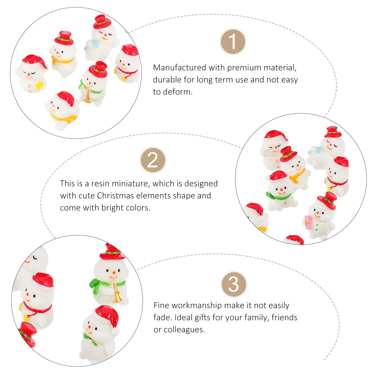 

12pcs Resin Christmas naments Miniature Bonsai Decor Snowman Accessories Bright Colors Durable Non Deformable Xmas Train Layout