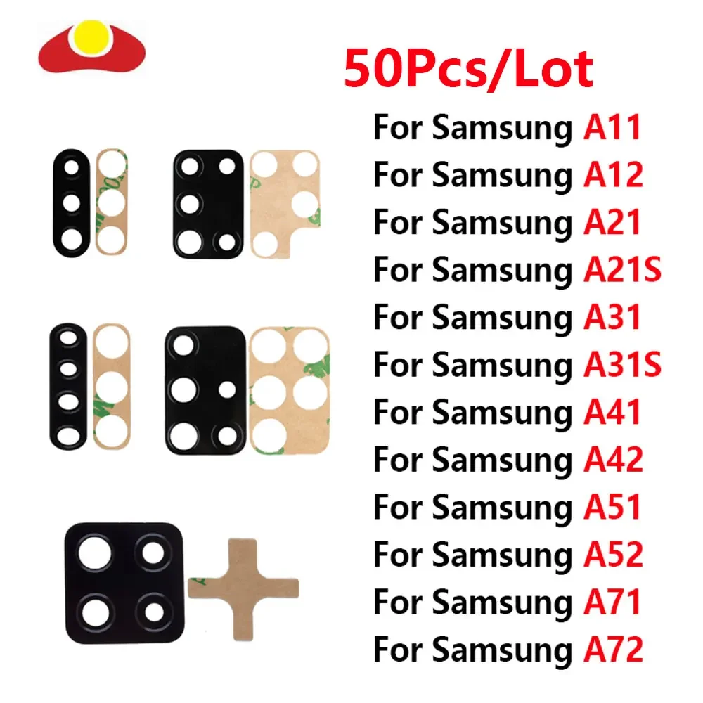 

50Pcs For Samsung Galaxy A11 A12 A21 A21S A31 A31S A41 A42 A51 A52 A71 A72 Rear Back Camera Lens Glass With Glue Sticker