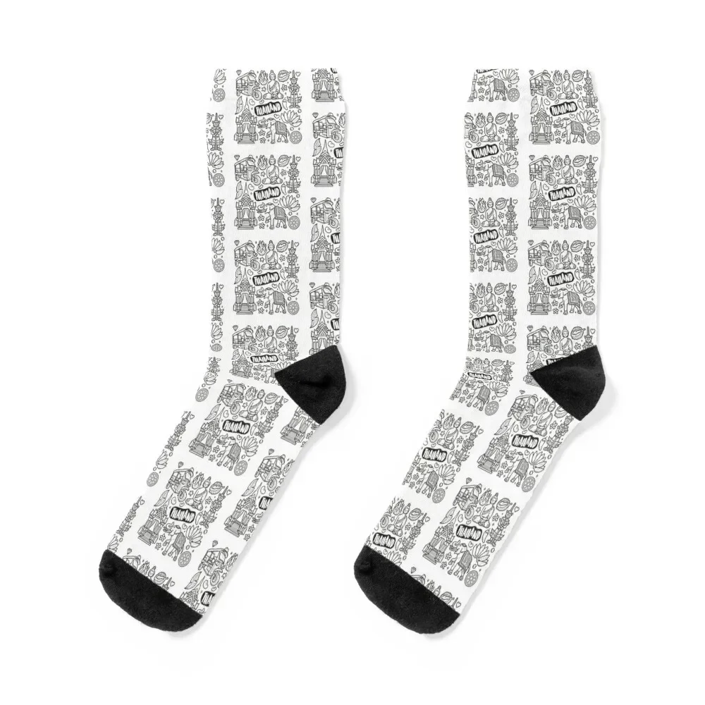 Thailand Doodle Socks valentine gift ideas Soccer cotton Socks Women Men's