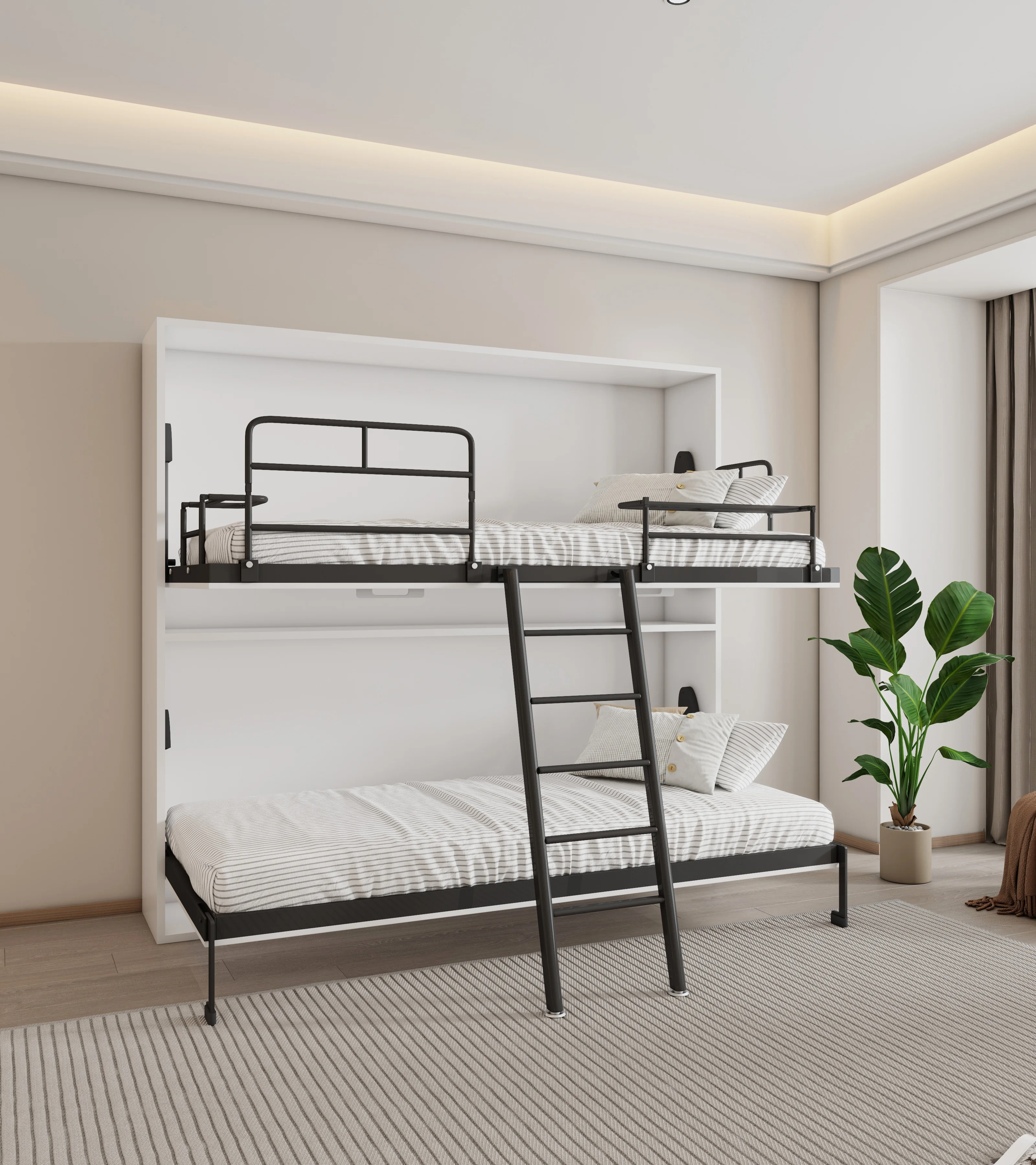 Foshan Factory Horizontal Hidden Space Saving Custom Single Bunk Wall Bed Smart Folding Murphy Beds