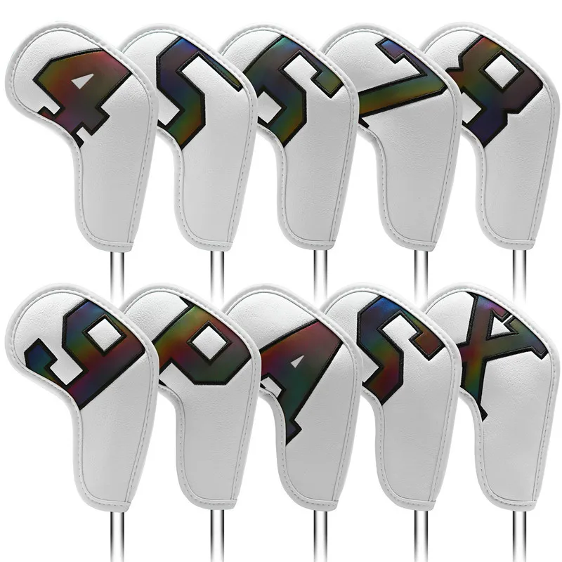 PU Couro Golf Iron Head Covers, Headcovers Cunhas, entrega rápida, 10 pcs