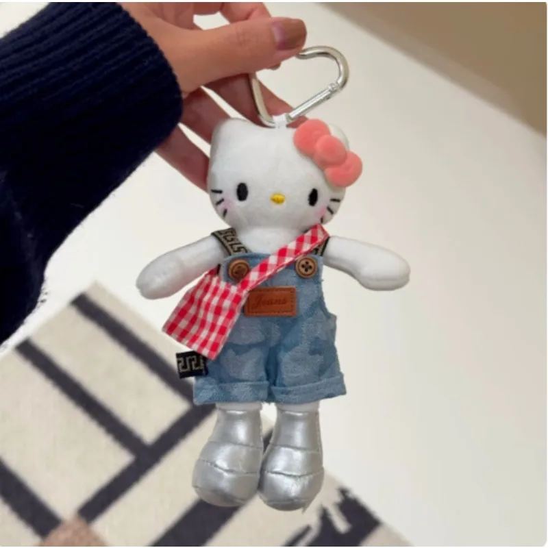 新しいかわいいサンリオハローキティアニメ人形ラブバックルキーホルダーバッグぶら下げ飾りガーリーオーバーオール漫画縫いぐるみ人形女の子ギフト