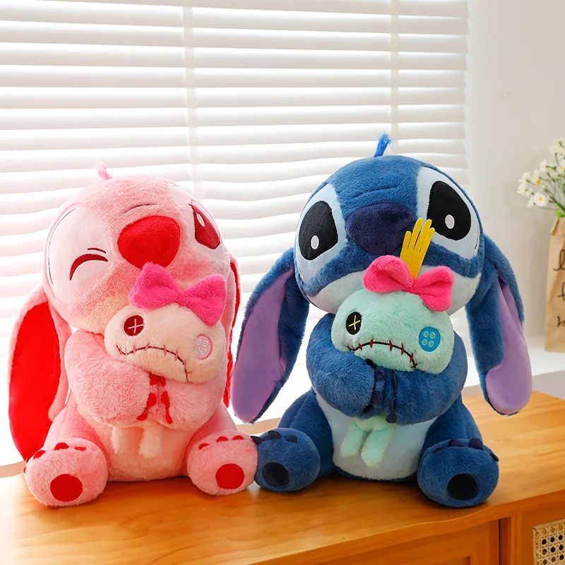 30cm-75cm New Disney Lilo & Stitch Plush Toy Cute Angel Stuffed Doll Anime Collection Memorable Souvenir Kawaii Birthday Gift