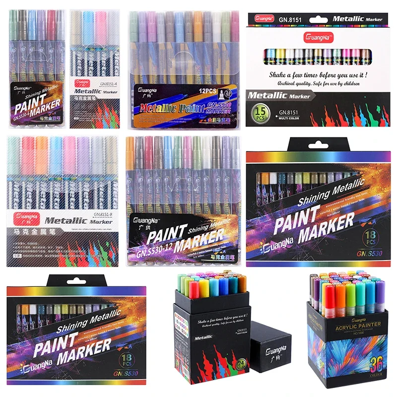 

12/18/20/24/36 цветов/набор GN акриловая перманентная краска маркер для керамики, рок-стекла, фарфоровая кружка, деревянная ткань, холст, живопись
