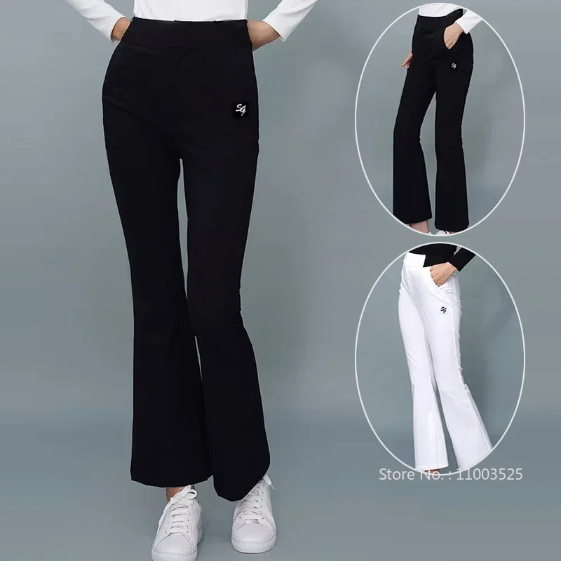 

SG Ladies Thicken High Waist Golf Pants Women Keep Warm Long Trousers Korean Style Slim Flared Trousers Leisure Golf Sweatpants