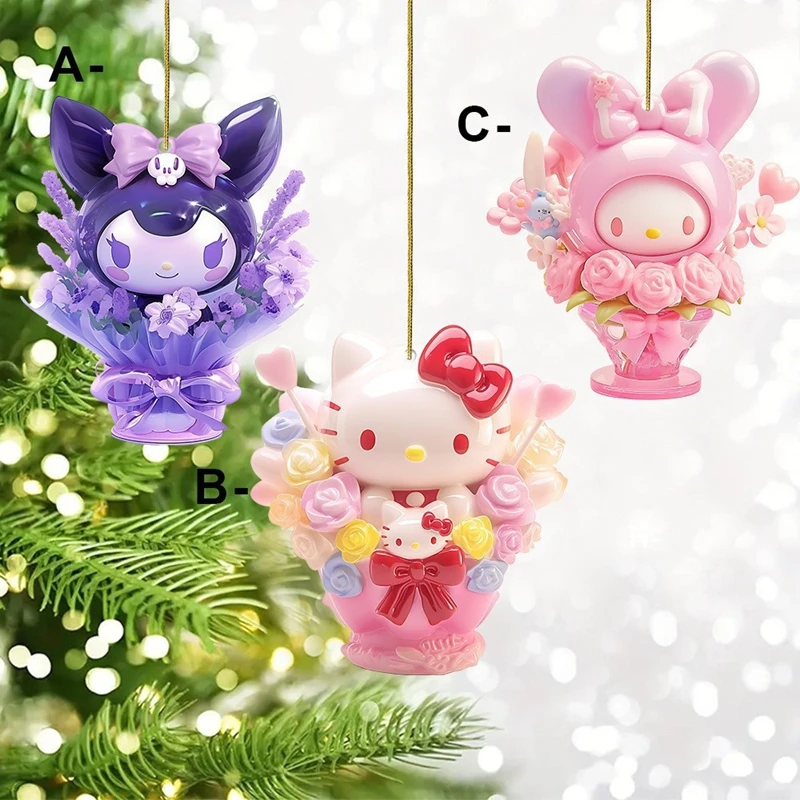 الاكريليك HelloKitty المعلقات المعلقة 2D سانريو المفاتيح لحقيبة الظهر الديكور Charms المعلقات 2026 شجرة عيد الميلاد زخرفة