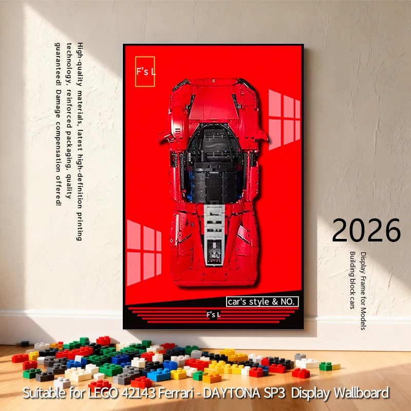

2026 Photo Frame Display Wallboard Suitable for LEGO 42143 Ferrari DAYTONA SP3 building block car model Wall Mount Display box