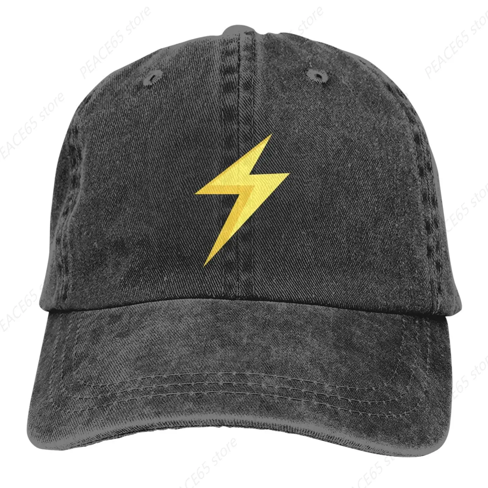 Yellow Thunderbolt Denim Cap Golf Dad Hat Adjustable Original Classic Low Profile Cotton Hat Men Women