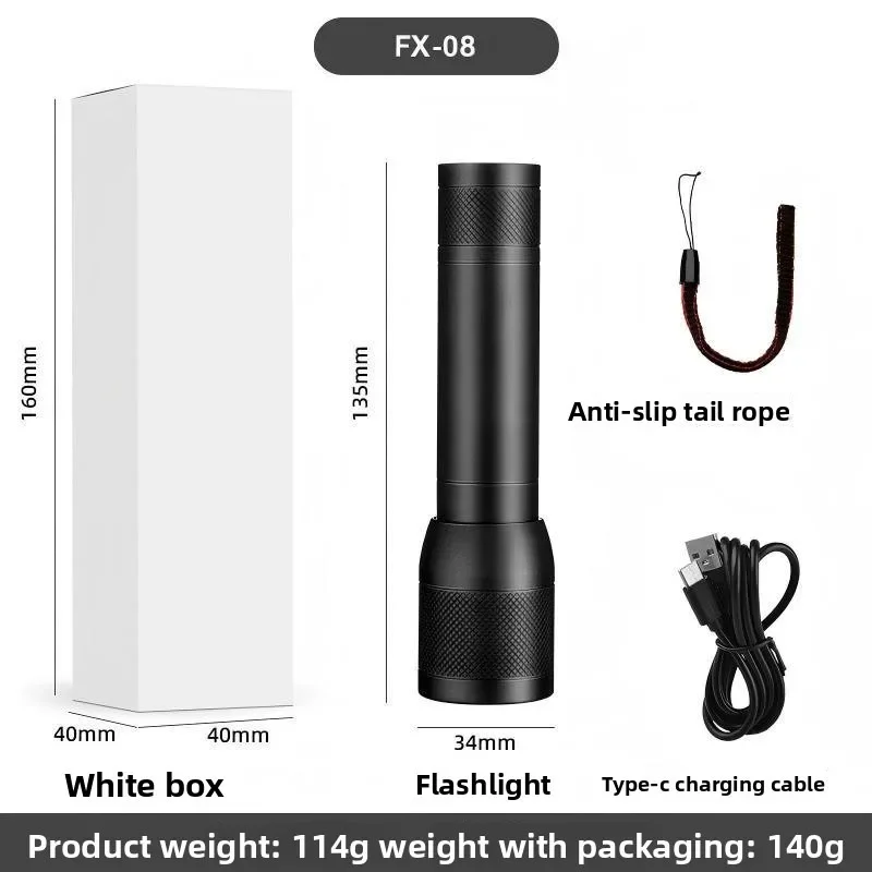 Super Bright Rechargeable Tactical Flashlight High Lumen Long-Range Zoomable Waterproof Portable Handheld Patrol Lamp