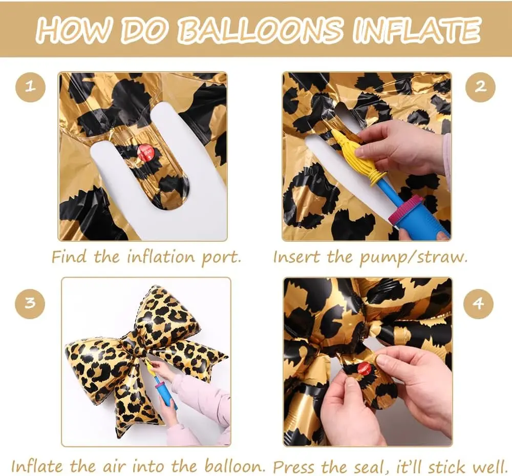 Leopard Print Balloon Garland Kit with Bow & Happy Birthday Banner for Wild One Party Decoration Theme Party Balloon Decoration view 6