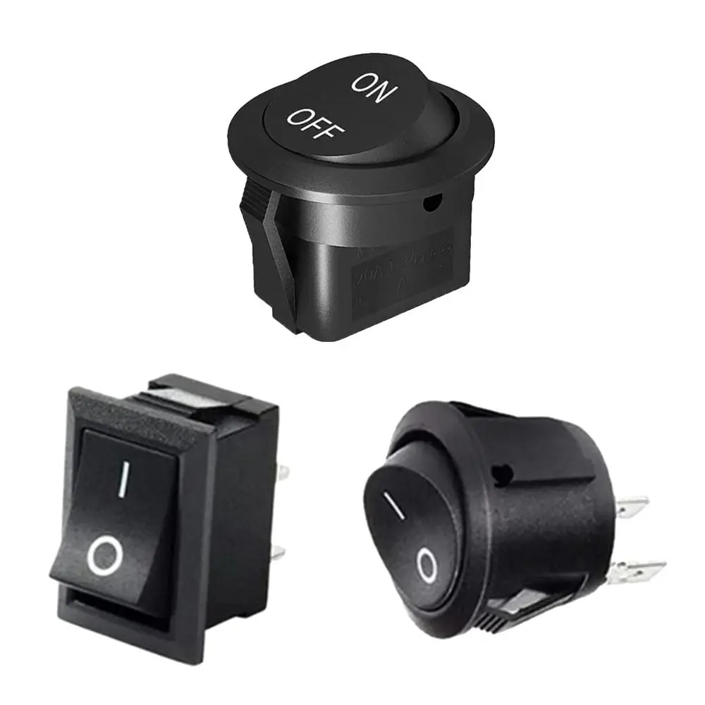 12V 24V 2 Pin Circular Switch 20MM Round Rocker Switch ON/OFF Switch Mini Toggle Switch Boats Auto Car Push Button Switch