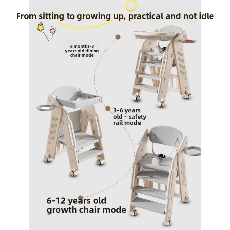 Baby Dining Chair Foldable Adjustable High Chair Convertible Growth Seat for Children Home Feeding Table Chair