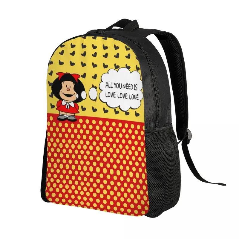 Mafalda Changing The World mochilas para hombres y mujeres, bolsa de libros para estudiantes universitarios, se adapta a bolsas para portátiles de