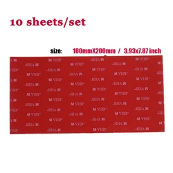 Ruban adhésif double face gris pour la papeterie de bureau, mousse acrylique, installation de bijoux de voiture, grand, 100x200mm, 10 feuilles