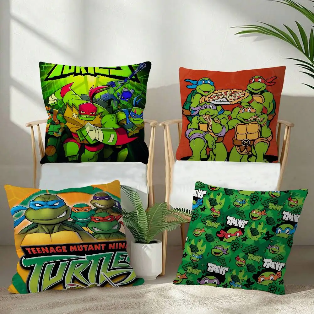 N-Ninja Movie T-Turtles  Pillow Covers Cartoon Sofa Decorative Home Double-sided Printing Short Plush Cute Cushion Cover
