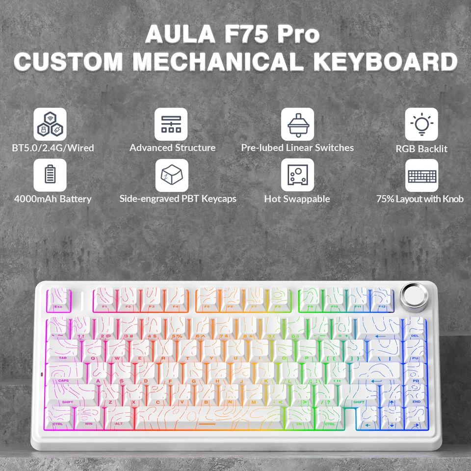 AULA F75Pro ガスケットマウントワイヤレスゲーミングメカニカル