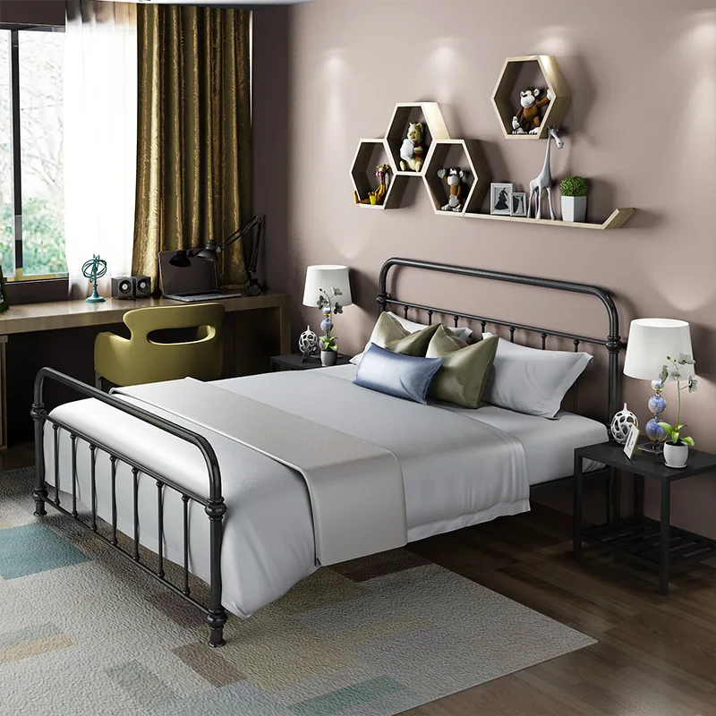 European-style wrought iron bed: a minimalist modern Nordic iron frame bed