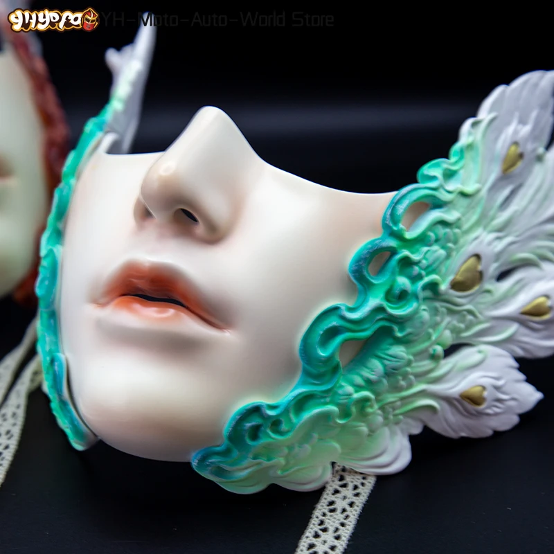 Masque de beauté de mascarade, accessoires de Costume d'halloween, masque esthétique pour femmes, demi-visage de fête, accessoires de Costume Hanfu