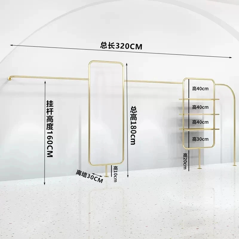 custom.Custom-designed metal shop furniture, clothing wall display racks, high-quality boutique