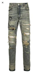 High 2023 Brand New Classical Luxurious Embroidered Chemist Cobra Snake jeans Cotton Denim Pants comfort casual jeans 28-40 #73