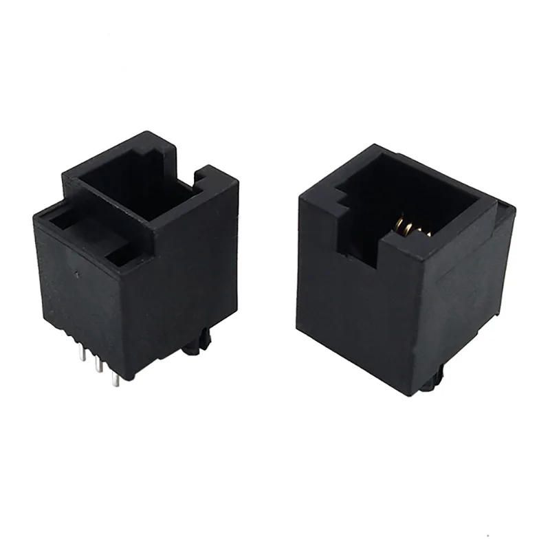 10PCS 5222 6P6C flat pin telephone RJ11 socket all-plastic with stepped stand-off RJ25 female connector 180-degree DIP plug RJ12