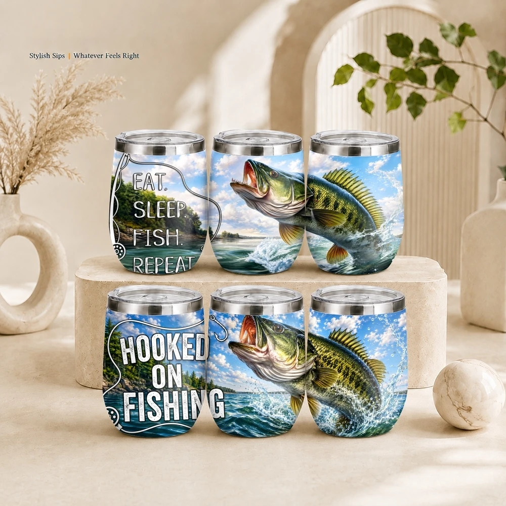 Cool Fishing Quotes Vacuum Flasks 12oz Insulated Wine Tumbler Vacuum Coffee Mug Egg Shape Thermos Cup