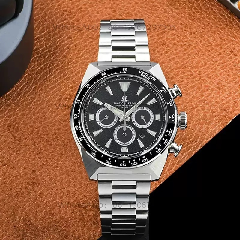 9568 Limited Edition Solar Photokinetic Energy Three-eye Panda Chronograph Watch Waterproof Watch