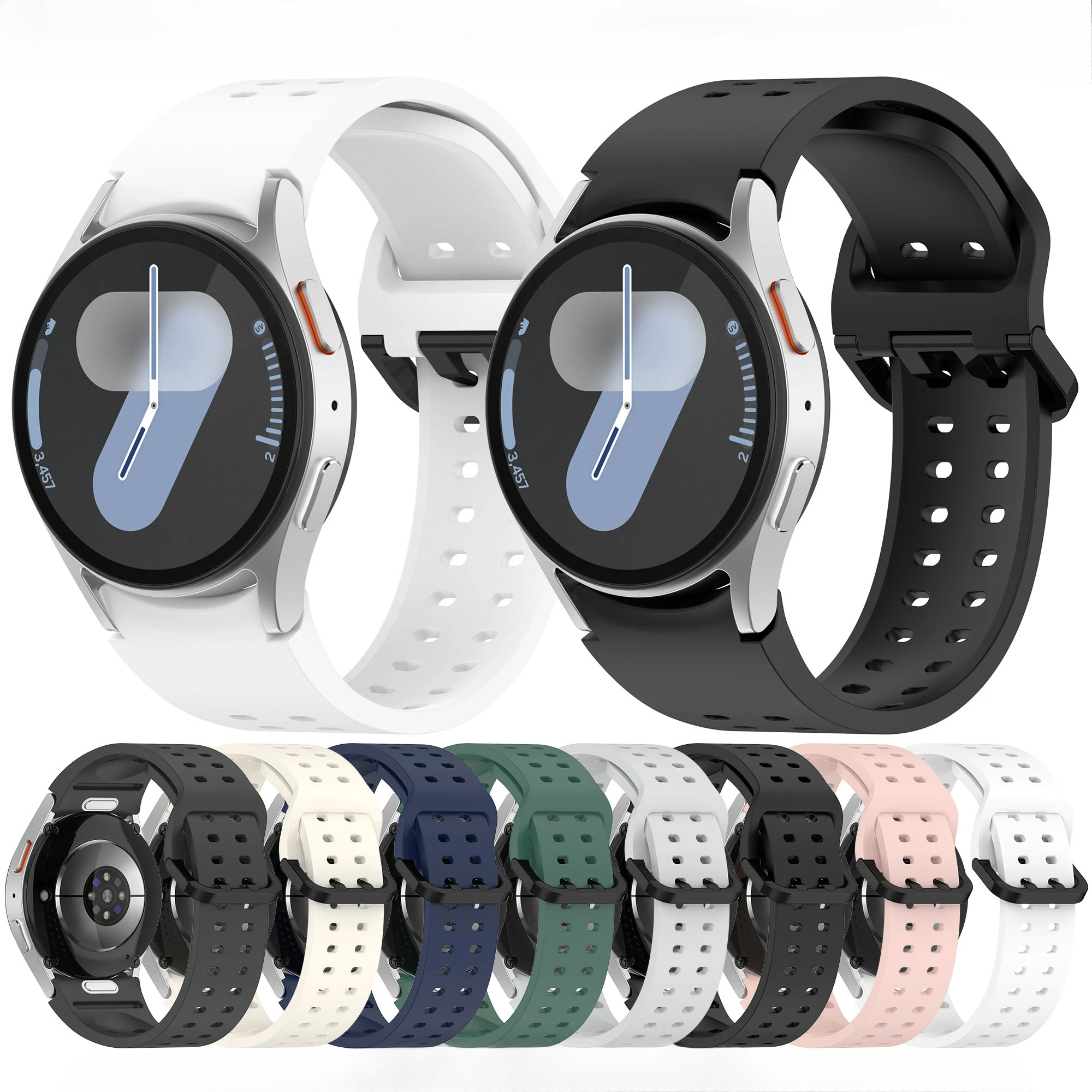 

Спортивный силиконовый ремешок для Samsung Galaxy Watch 7/6/5/FE Bands Watch 4/4 Classic Сменный ремешок для часов