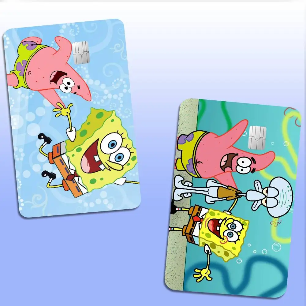 Anime S-SpongeBob SquarePants Anmie Sticker Film Skin Cover For Credit Card Debit Bank Card Front