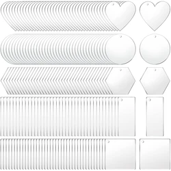 10pcs Acrylic Blanks Transparent Keychain Pendants Includes Circle Heart Square Rectangle Hexagon Shaped Star for DIY Crafts